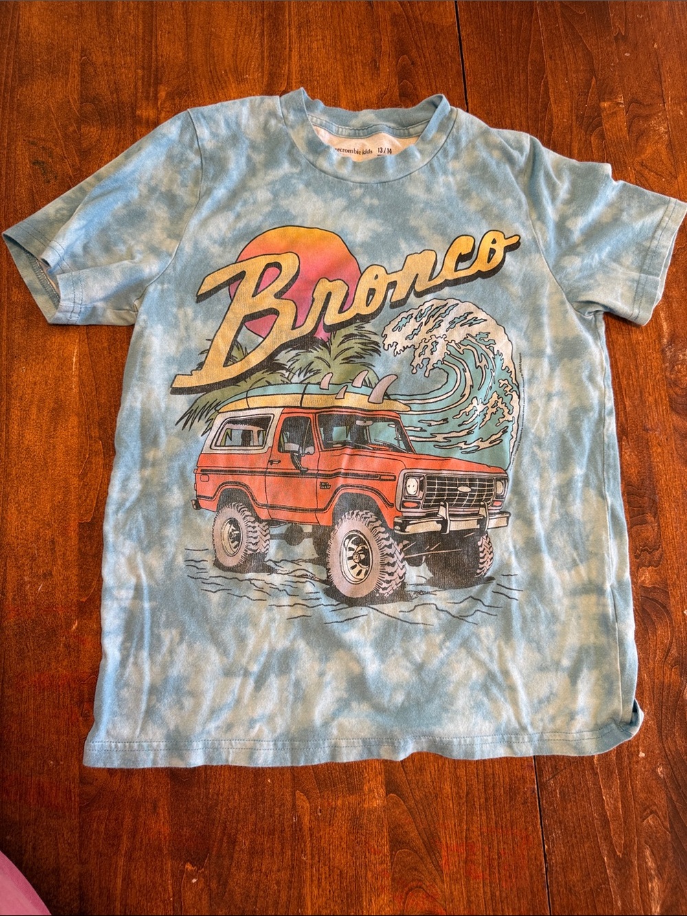 abercrombie kids Blue Tie-Dye Bronco Surf Graphic Tee